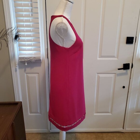 Trina Turk Halter Shift Dress Womens Size 2 Magenta Pink Back Zip Metal Detail - Picture 13 of 15